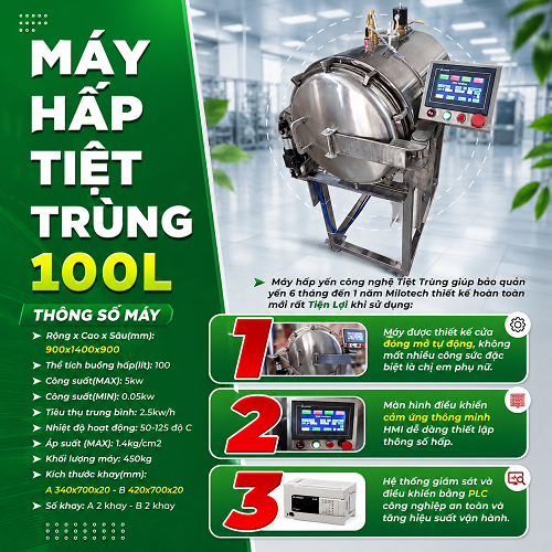 Máy hấp tiệt trùng hủ yến - 100L